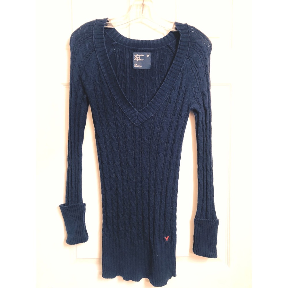SOLD! Navy Blue American Eagle Deep V-Neck Sweater